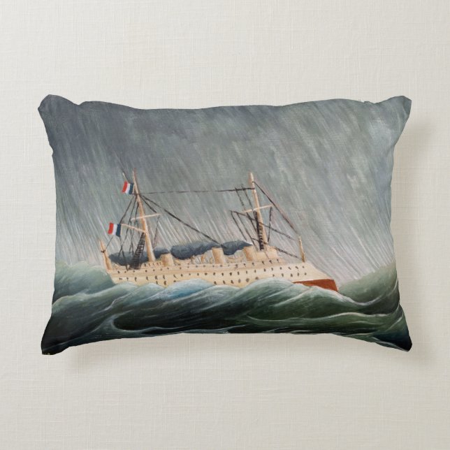Henri Rousseau - The Ship in the Tempest Accent Pillow (Front)