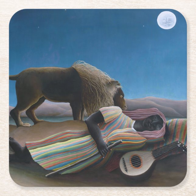 Henri Rousseau - The Sleeping Gypsy Square Paper Coaster (Front)