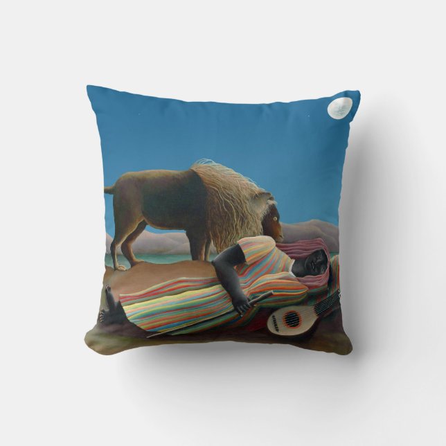 Henri Rousseau - The Sleeping Gypsy Throw Pillow (Front)