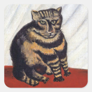 Henri Rousseau - The Tiger Cat ( Le Chat Tigre ) Square Sticker