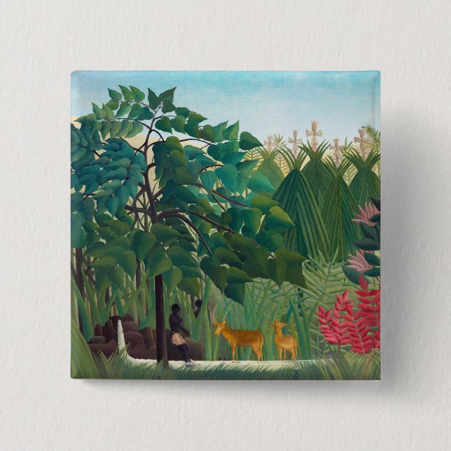 Henri Rousseau - The Waterfall 2 Inch Square Button (Front)