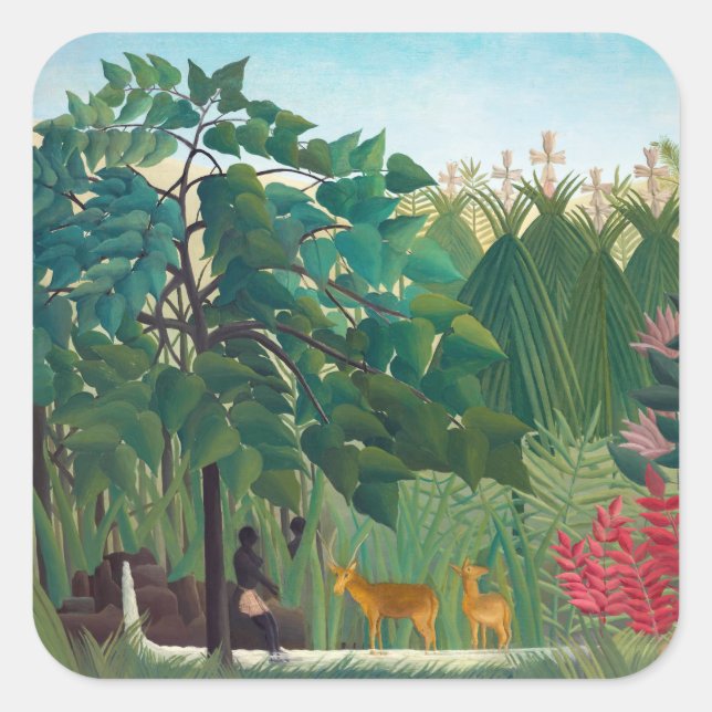 Henri Rousseau - The Waterfall Square Sticker (Front)