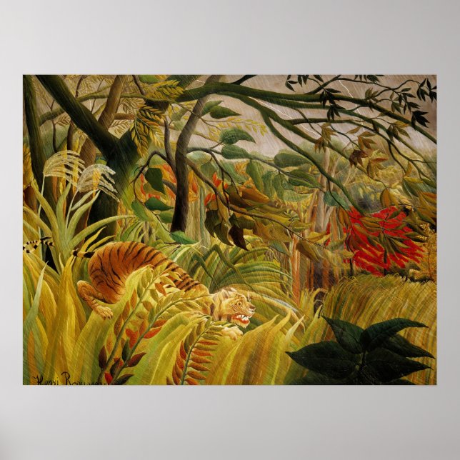 Henri Rousseau Tiger in Tropical Storm Fine Art Poster (Front)