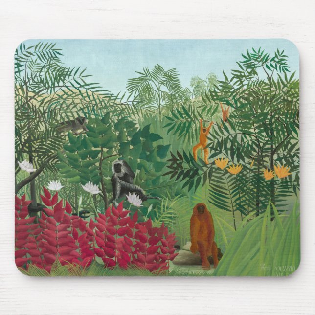 Henri Rousseau - Tropical Forest with Monkeys Mouse Pad (Front)