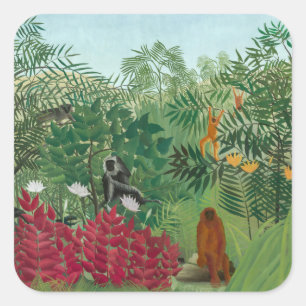 Henri Rousseau - Tropical Forest with Monkeys Square Sticker