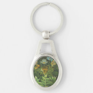 Henri Rousseau Tropical Jungle Lion Vintage Print Keychain