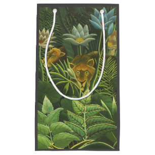 Henri Rousseau Tropical Jungle Lion Vintage Print Small Gift Bag