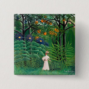 Henri Rousseau - Woman Walking in an Exotic Forest 2 Inch Square Button