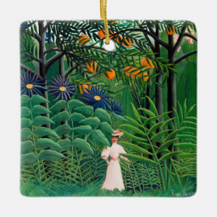 Henri Rousseau - Woman Walking in an Exotic Forest Ceramic Ornament