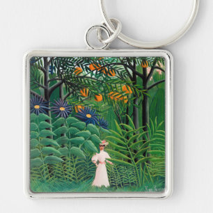 Henri Rousseau - Woman Walking in an Exotic Forest Keychain