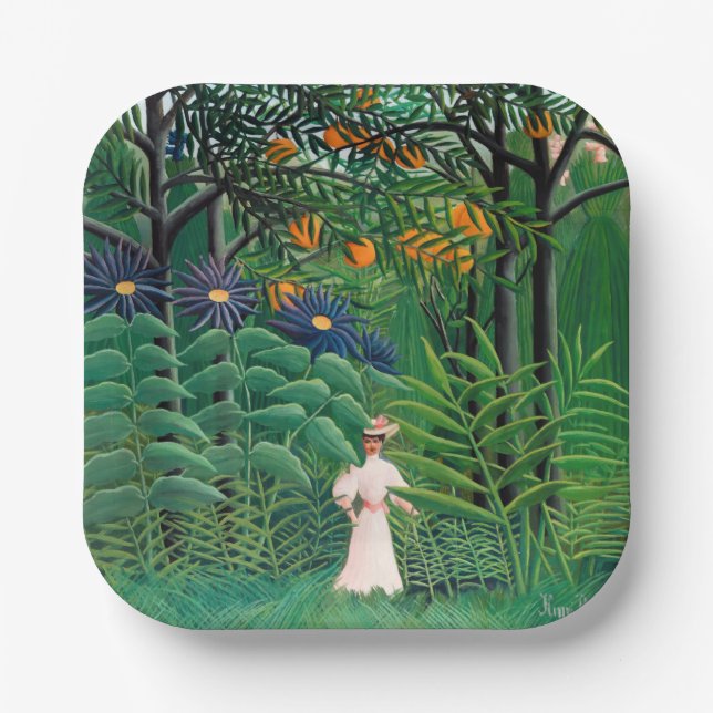 Henri Rousseau - Woman Walking in an Exotic Forest Paper Plate (Front)