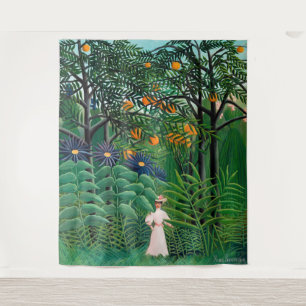 Henri Rousseau - Woman Walking in an Exotic Forest Tapestry