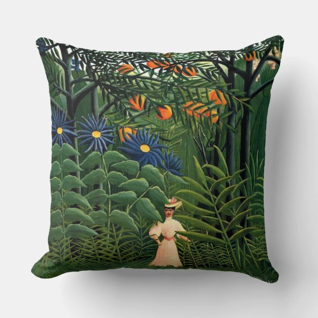 Henri Rousseau - Woman Walking in an Exotic Forest Throw Pillow (Front)