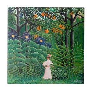 Henri Rousseau - Woman Walking in an Exotic Forest Tile