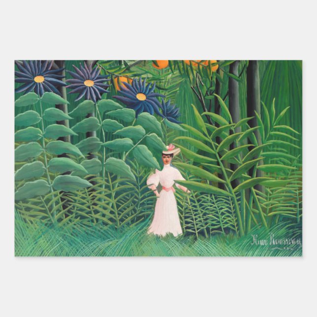 Henri Rousseau - Woman Walking in an Exotic Forest Wrapping Paper Sheet (Front)