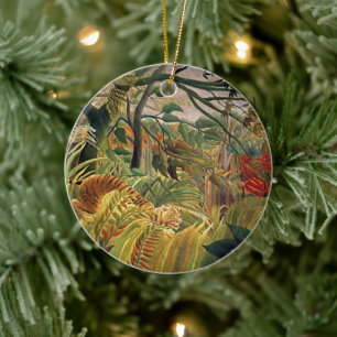 Henri Rousseau's Tiger: A Retro Art Masterpiece Ceramic Ornament