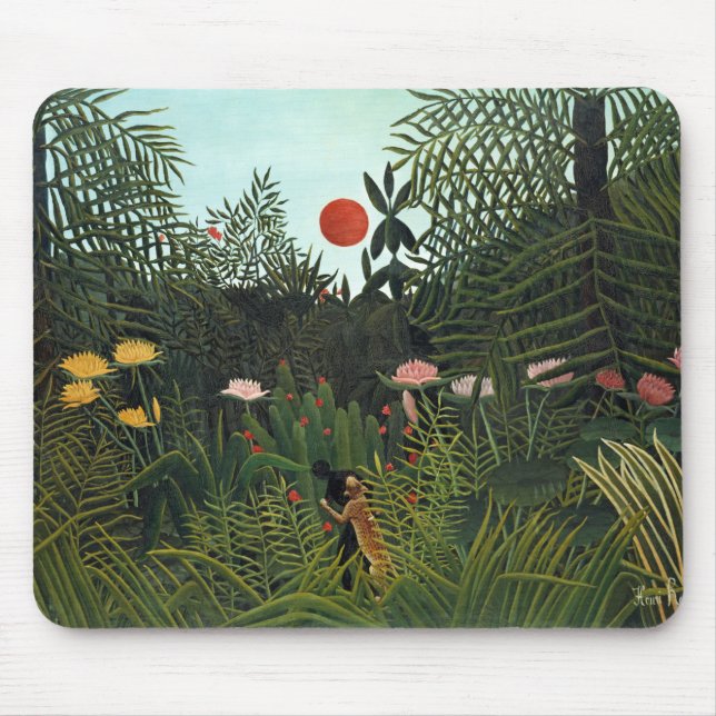 Henri Rousseau's Virgin Forest with Sunset (1910) Mouse Pad (Front)