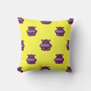 Henrietta Hippo Head Throw Pillow-Yellow Pillow