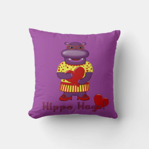 Henrietta Hippo Hugs Throw Pillow-Purple Pillow