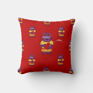 Henrietta Hippo Throw Pillow-Red Pillow