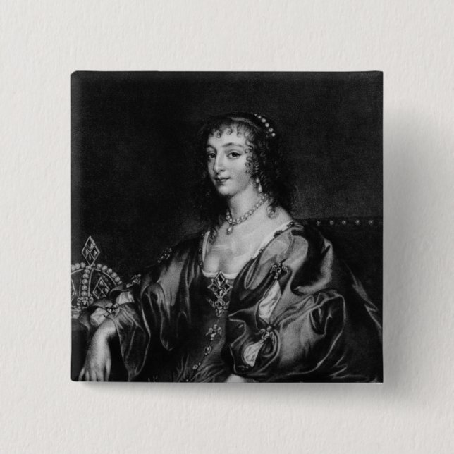Henrietta Maria 2 Inch Square Button (Front)