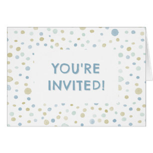 Henry Confetti Watercolor Dots Birthday Invite