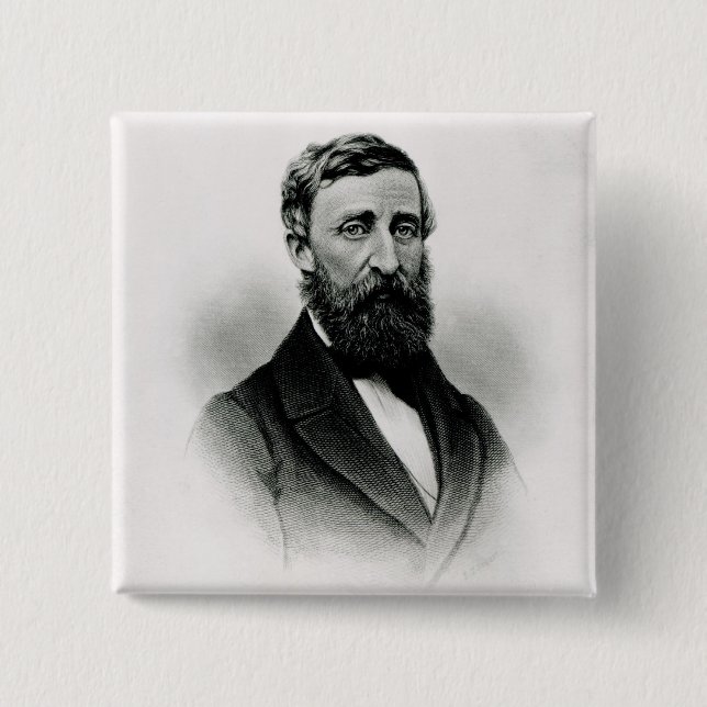 Henry David Thoreau 2 Inch Square Button (Front)
