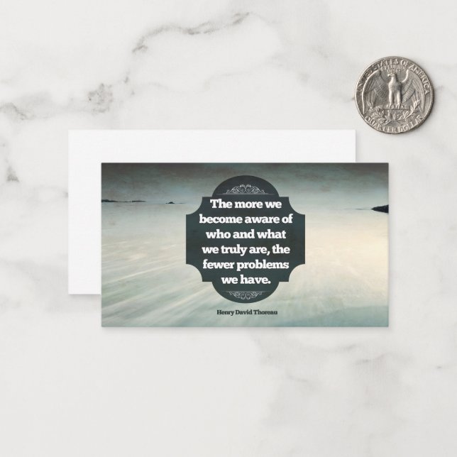 Henry David Thoreau Inspirational Quote "Aware" Card (Front/Back In Situ)