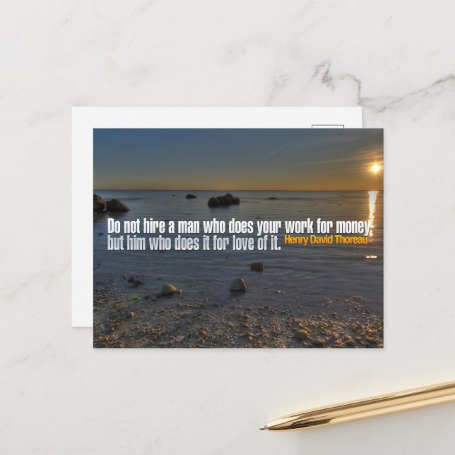 Henry David Thoreau Inspirational Quote "Work" Postcard (Front/Back In Situ)