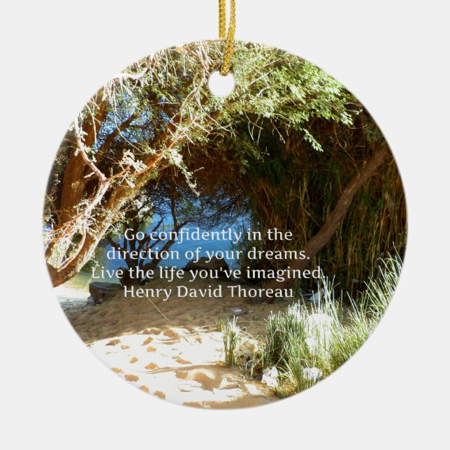 Henry David Thoreau Motivational Dream Quotation Ceramic Ornament (Front)