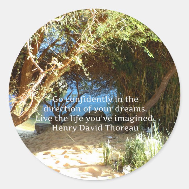 Henry David Thoreau Motivational Dream Quotation Classic Round Sticker (Front)