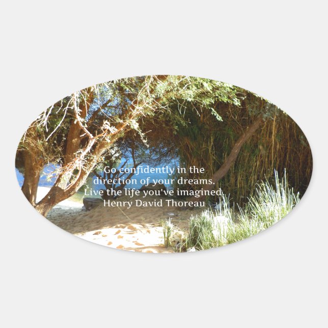 Henry David Thoreau Motivational Dream Quotation Oval Sticker (Front)