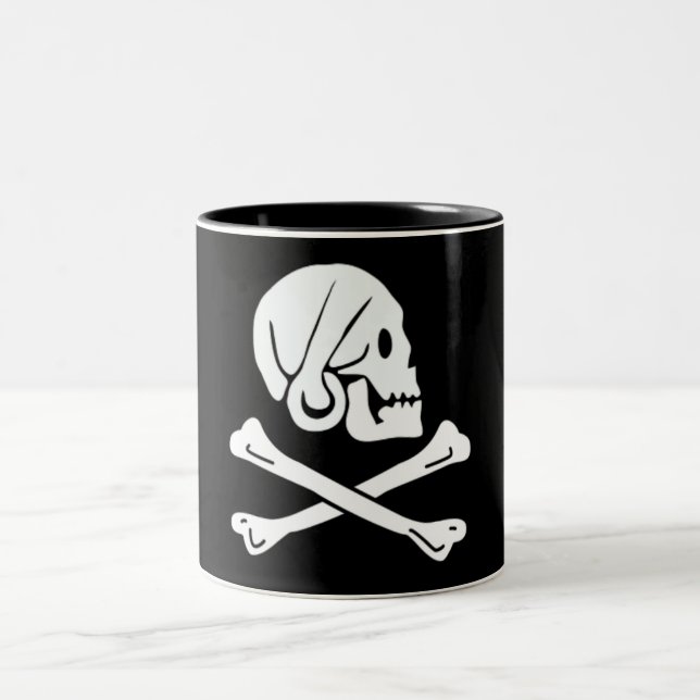Henry Every authentic pirate flag Two-Tone Coffee Mug (Center)
