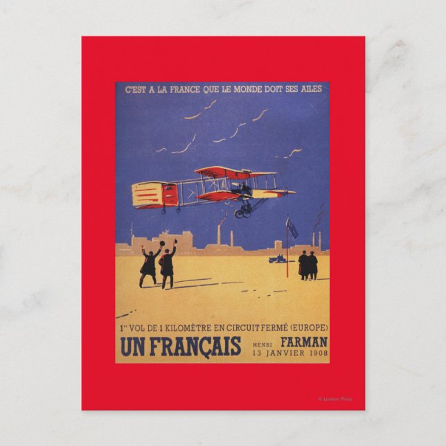 Henry Farman Flies at Issy-les-Moulineaux Postcard (Front)