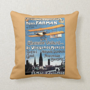 Henry Farman Flies the Flying Man Promo Poster Throw Pillow