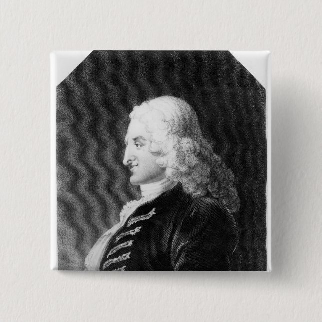 Henry Fielding  engraved by Samuel Freeman 2 Inch Square Button (Front)