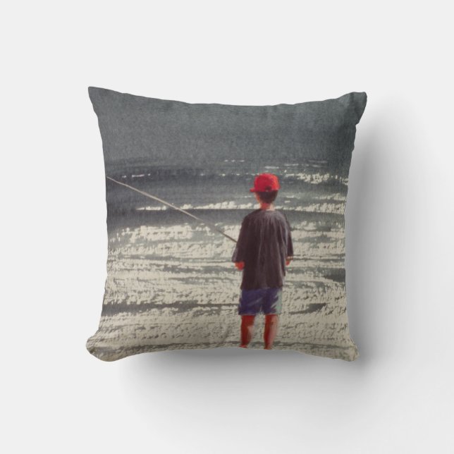 Henry Fishing Alps 1990 Throw Pillow (Front)