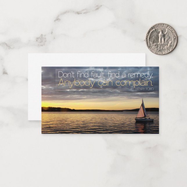 Henry Ford Inspirational Quote "Find a remedy" Card (Front/Back In Situ)