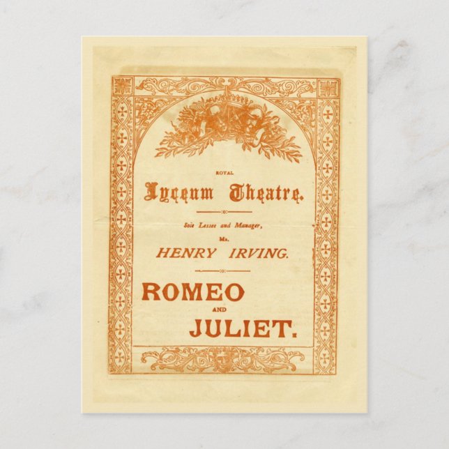 Henry Irving's Romeo & Juliet Postcard (Front)