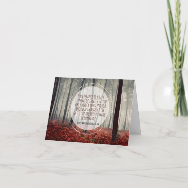 Henry Longfellow Inspirational Quote Perseverance Thank You Card (Front)