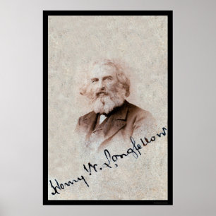 Henry Longfellow Signed Card 1860 Poster