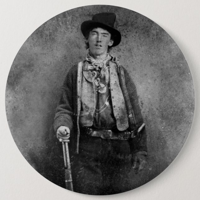 Henry McCarty, Billy the Outlaw Kid of Old West 6 Inch Round Button (Front)