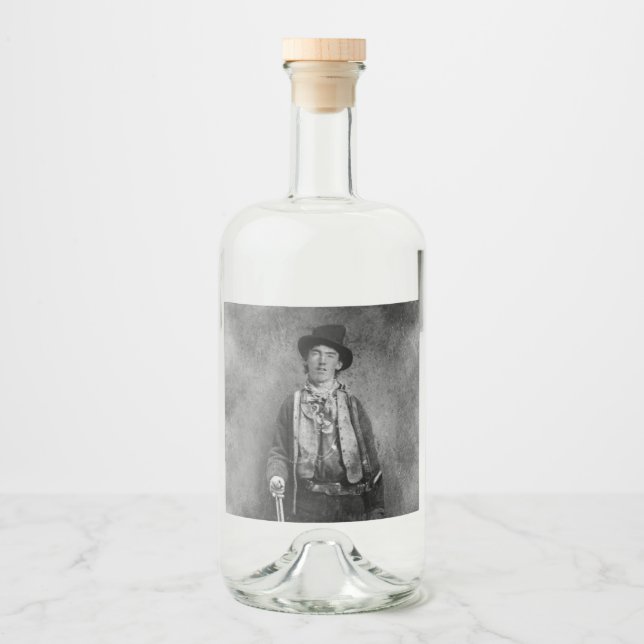 Henry McCarty, Billy the Outlaw Kid of Old West Liquor Bottle Label (Front)