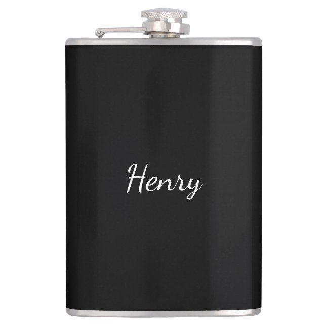 Henry Name typography Personalized Gift  Hip Flask (Front)