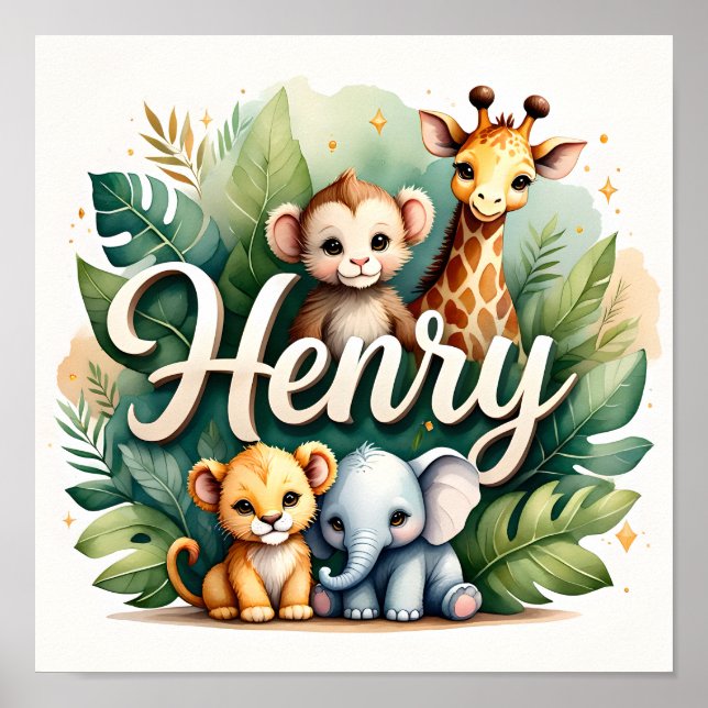 Henry Safari Nursery Wall Art (Front)