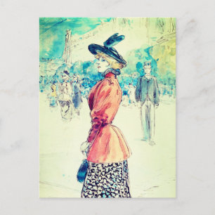 Henry Somm – Elegant on a boulevard Postcard