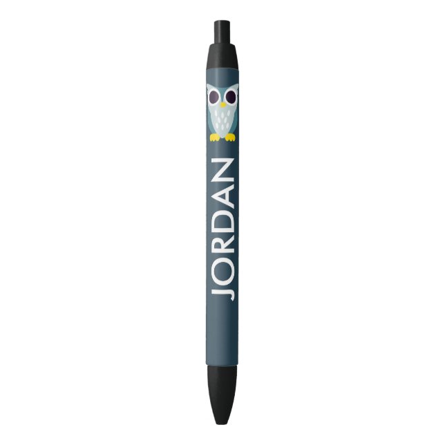 Henry the Owl Black Ink Pen (Front Vertical)