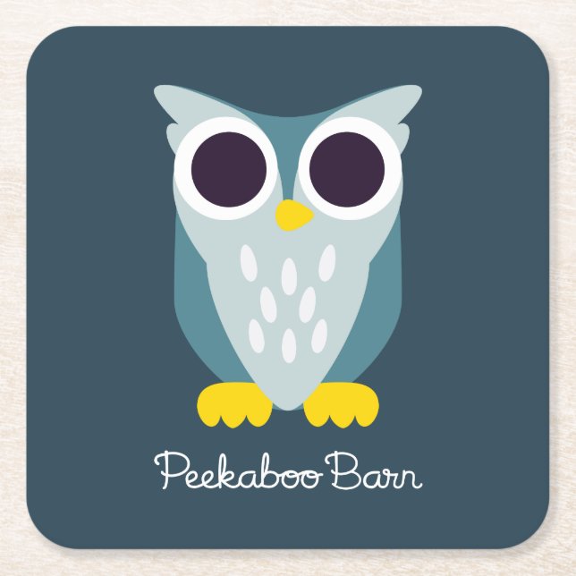 Henry the Owl Square Paper Coaster (Front)
