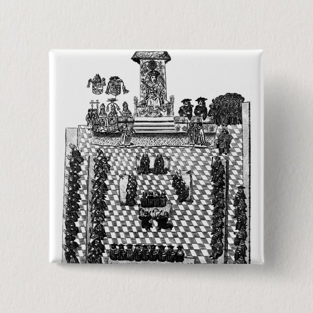Henry VIII  and Parliament in 1523 2 Inch Square Button (Front)