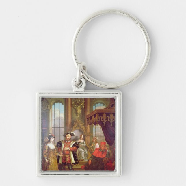 Henry VIII  introducing Anne Boleyn at court Keychain (Front)